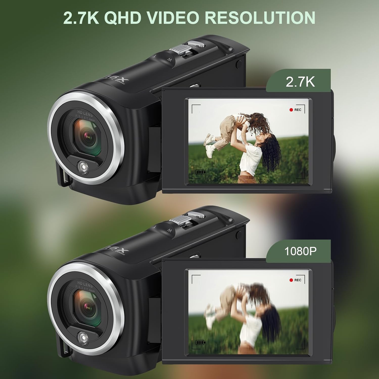 2.7K Video Camera Camcorder QHD 50MP YouTube Vlogging Camera