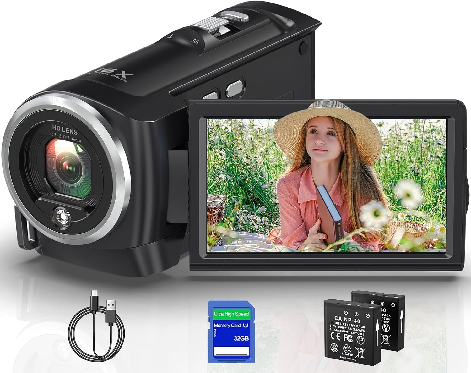 2.7K Video Camera Camcorder QHD 50MP YouTube Vlogging Camera