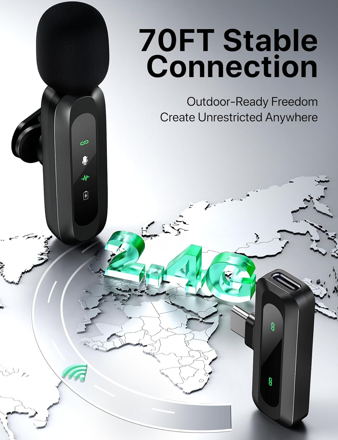 Upgraded 2 Pack Mini Clip on Microphone With LED Display