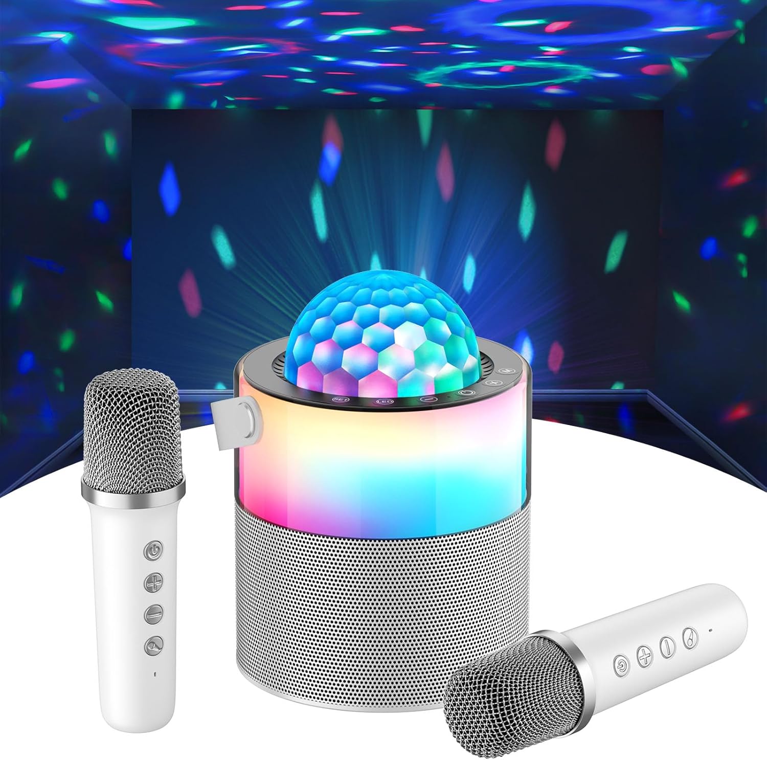 Karaoke Machine with Disco LED Lights